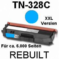 Toner-Patrone rebuilt Brother (TN-328C) Cyan MFC-9460CDN/9465CDN/9970CDW, HL-4140CN/4150CDN/4570CDW/4570CDWT, DCP-9055CDN/9270CDN Toner-Patrone rebuilt Brother (TN-328C) Cyan MFC-9460CDN/9465CDN/9970CDW, HL-4140CN/4150CDN/4570CDW/4570CDWT, DCP-9055CDN/9270CDN